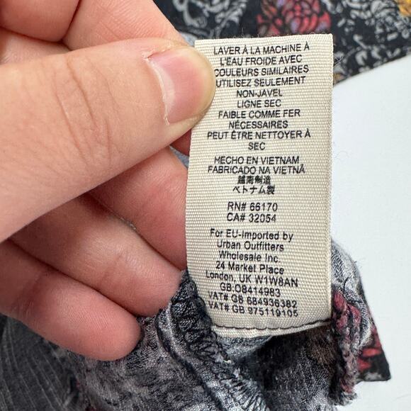 Free People Dress Womens Small Black Floral Smooth Talker Tunic Open Back Boho - Picture 6 of 9